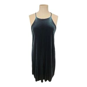 Everly Dark Hunter Emerald Green Velvet Halter Dress Scalloped Cocktail M